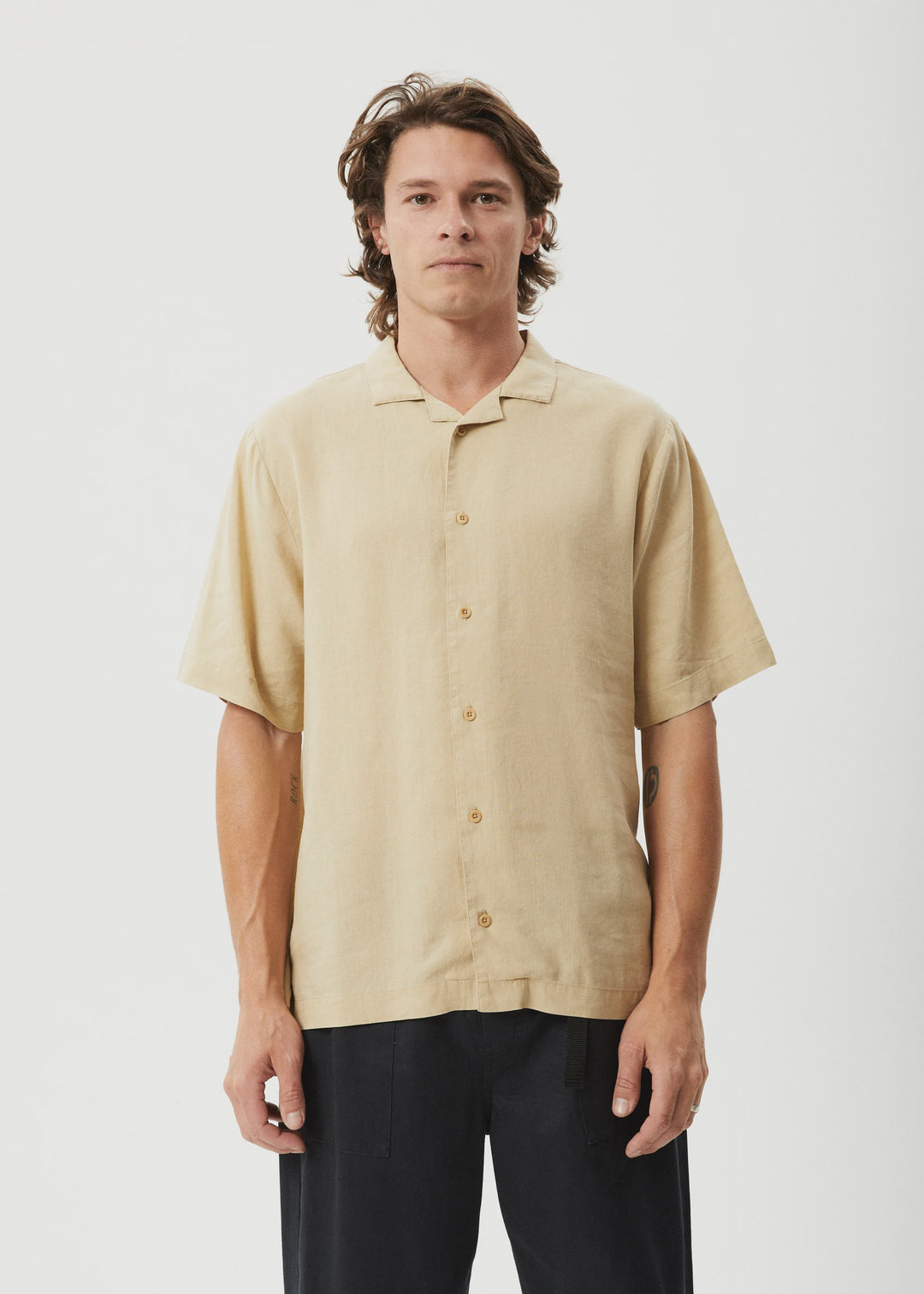 DAILY- HEMP CUBAN SHORT SLEEVE SHIRT - CAMEL Hemp Cuban Short Sleeve Shirt